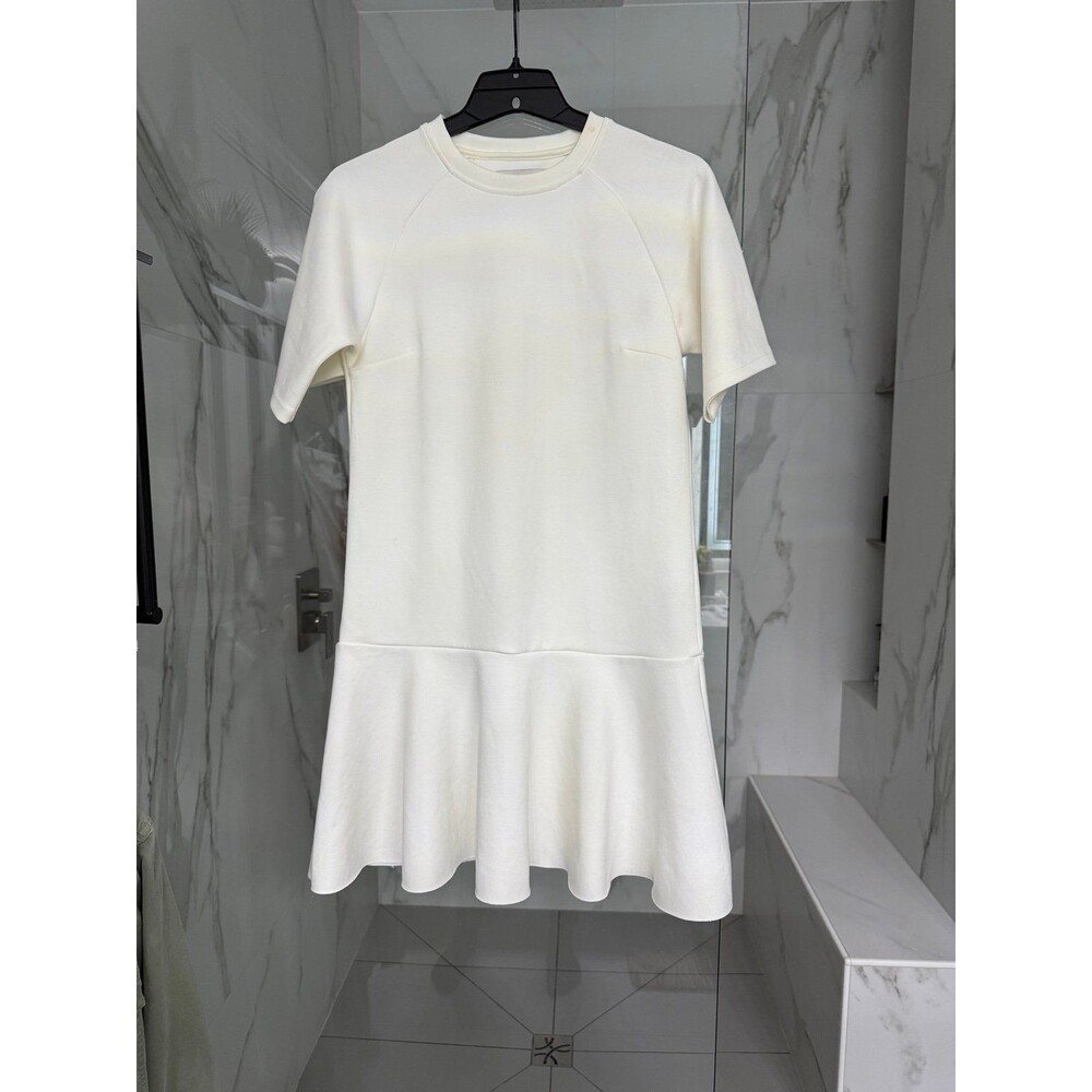 Short-Sleeve Flounce Dress White XS/S
